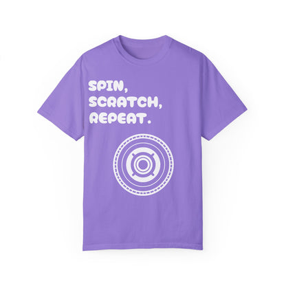 Garment-Dyed T-shirt - 'Spin, Scratch, Repeat' Fun Tee