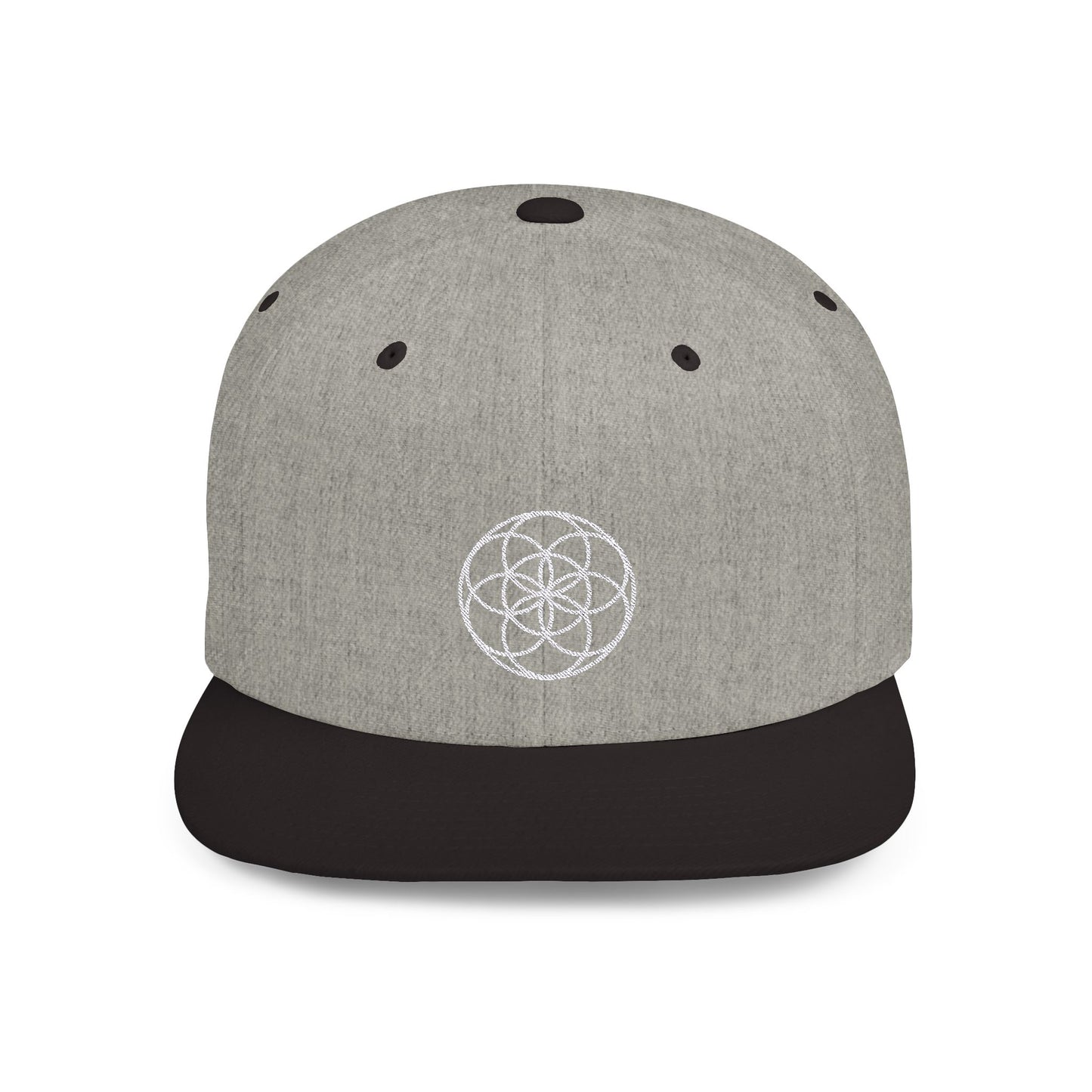 Minimalist Flower Pattern Snapback Hat Seed Of Life Embroidered White Seed