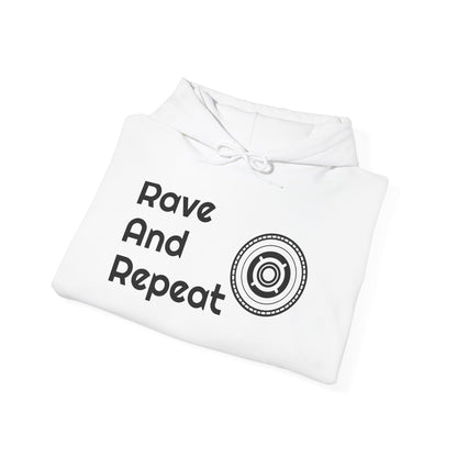 Rave And Repeat Unisex Heavy Blend Hoodie | Perfect for Music Festivals & Casual Wear