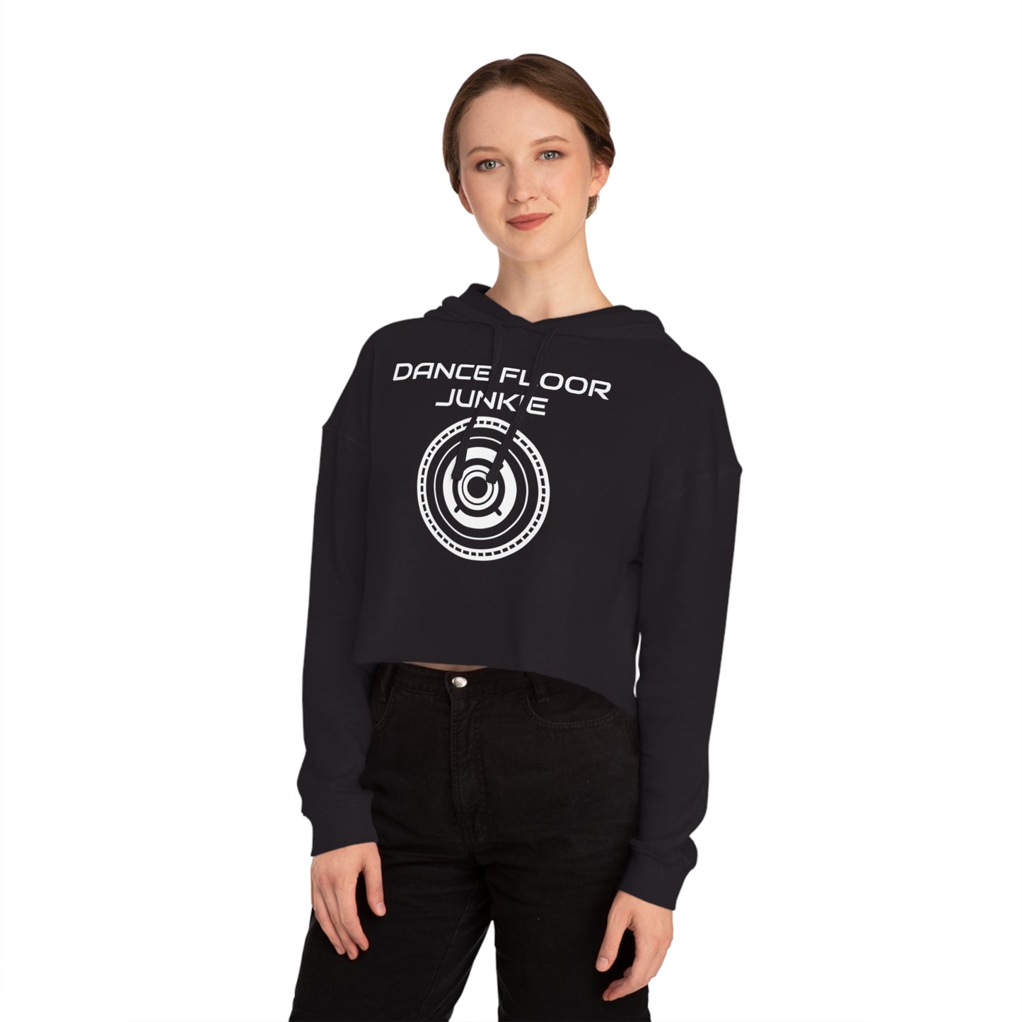 Dance Floor Junkie Cropped Hoodie for Women - Perfect for Music Lovers