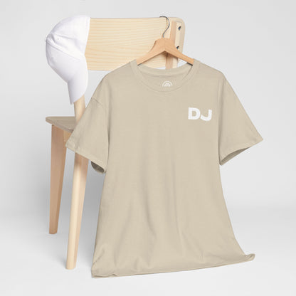 DJ On Chest Logo On Back White Lettering