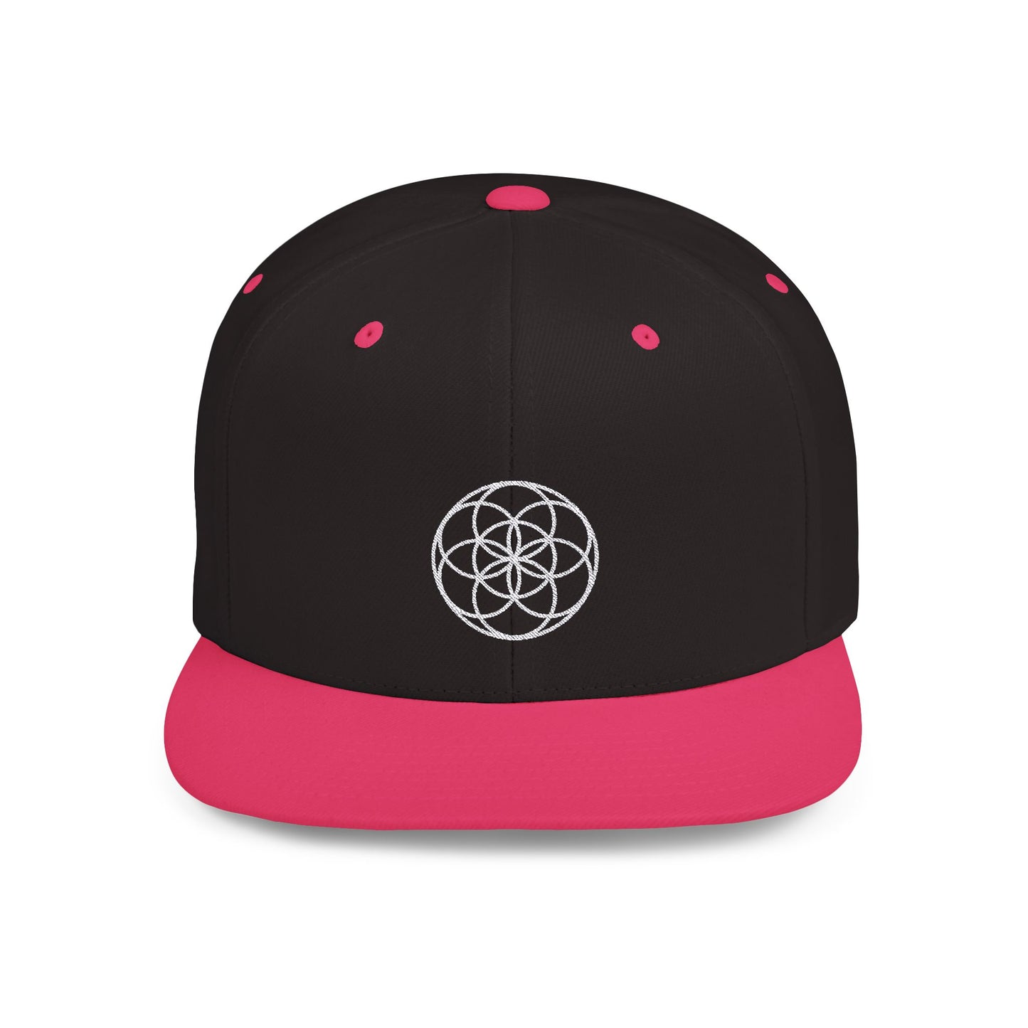 Minimalist Flower Pattern Snapback Hat Seed Of Life Embroidered White Seed