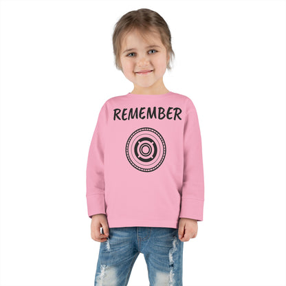 Toddler Long Sleeve Tee - "Remember" Graphic Tee for Kids - Perfect for Playtime and Special Occasions