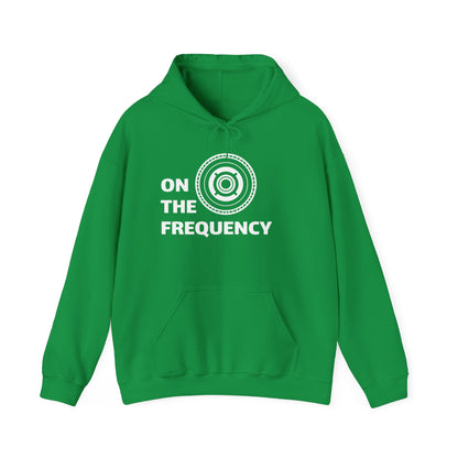 On The Frequency Unisex Heavy Blend Hoodie - Cozy Music Vibe, Ideal for Music Lovers and Gift Giving