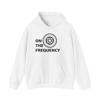 On The Frequency Unisex Heavy Blend Hoodie - Cozy Music Vibe, Ideal for Music Lovers and Gift Giving