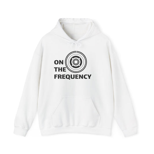 On The Frequency Unisex Heavy Blend Hoodie - Cozy Music Vibe, Ideal for Music Lovers and Gift Giving