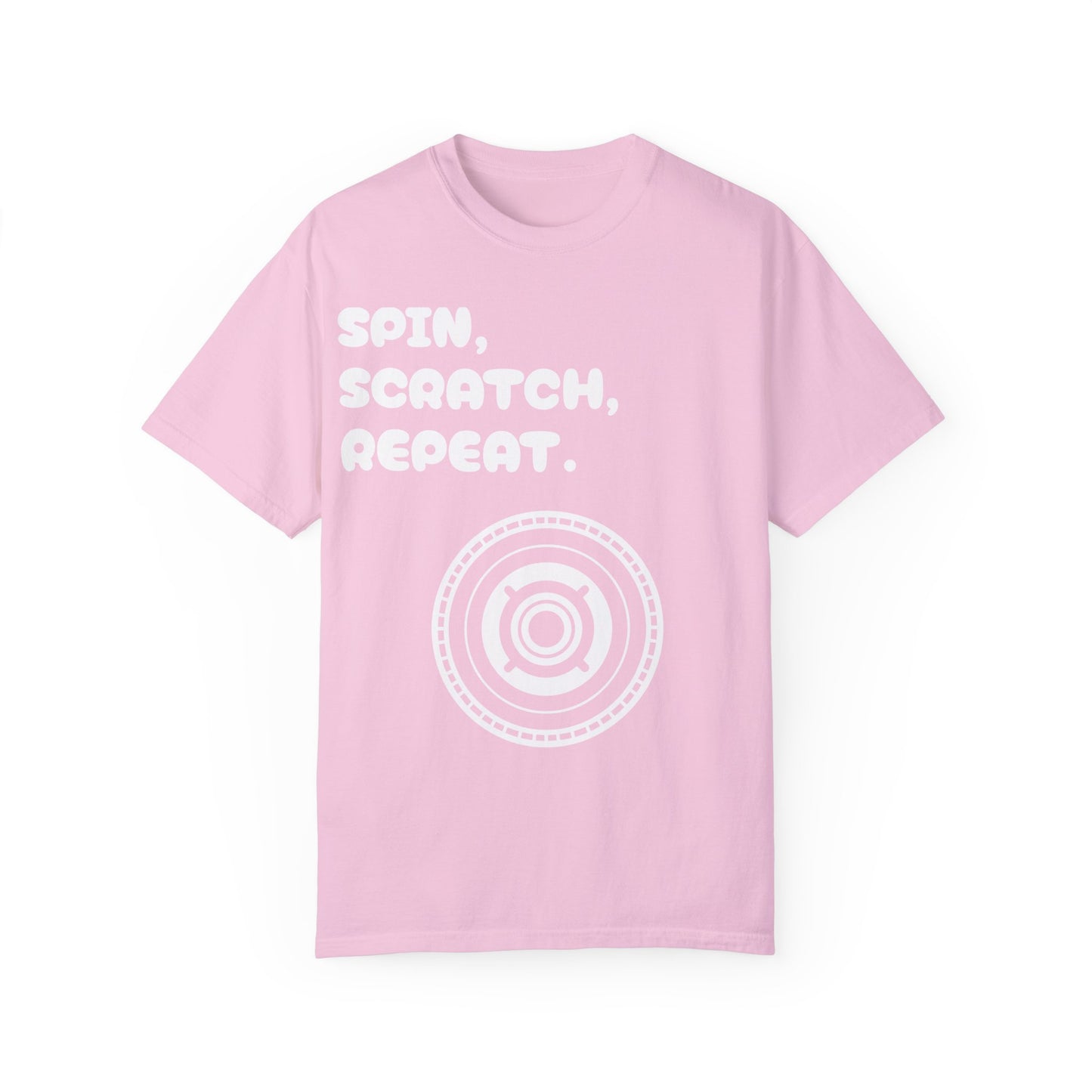 Garment-Dyed T-shirt - 'Spin, Scratch, Repeat' Fun Tee