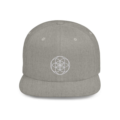 Minimalist Flower Pattern Snapback Hat Seed Of Life Embroidered White Seed