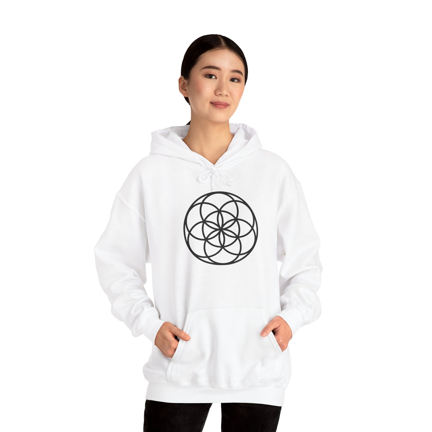 Seed Of Life Mandala Hoodie Black Ink