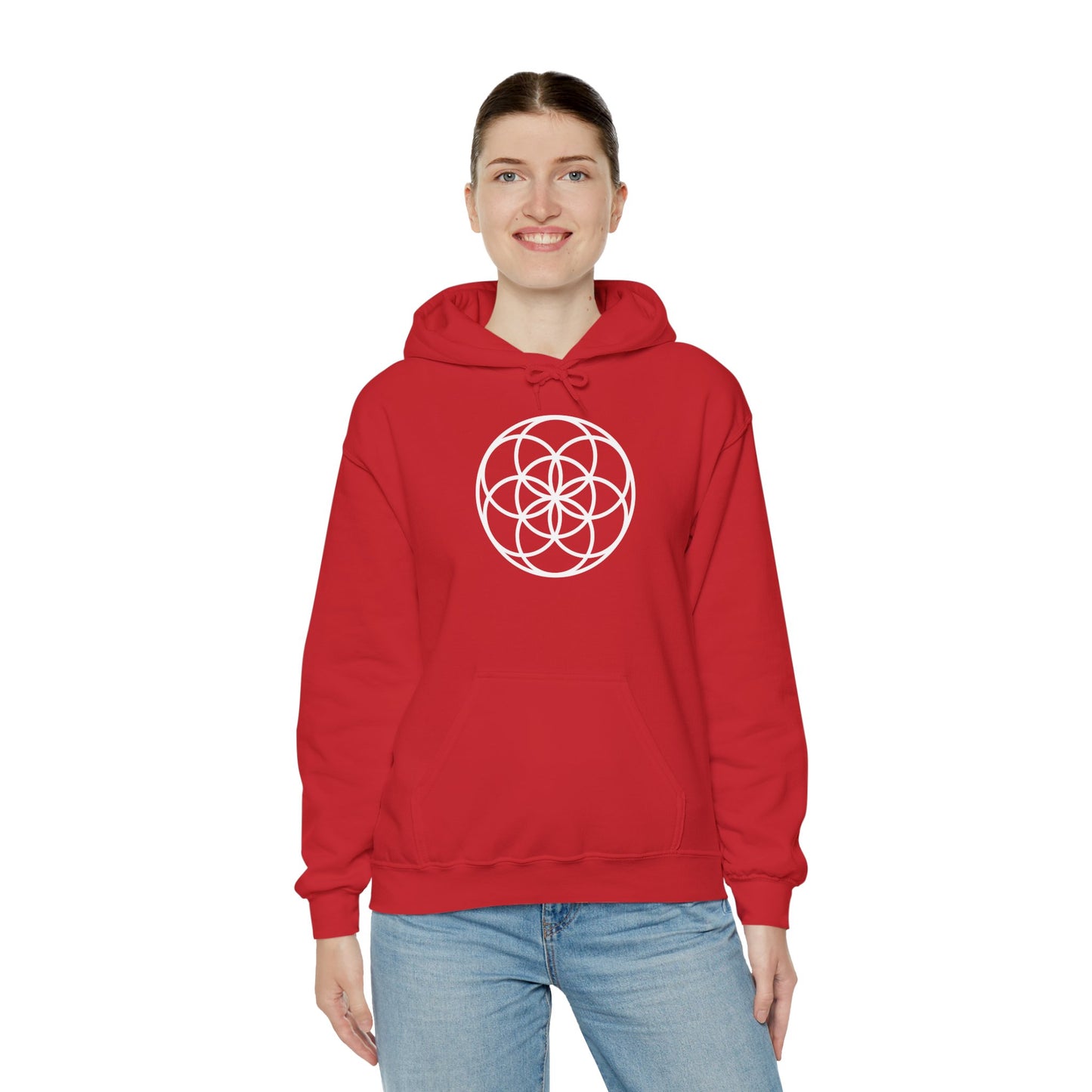 Seed Of Life Mandala Hoodie White Ink