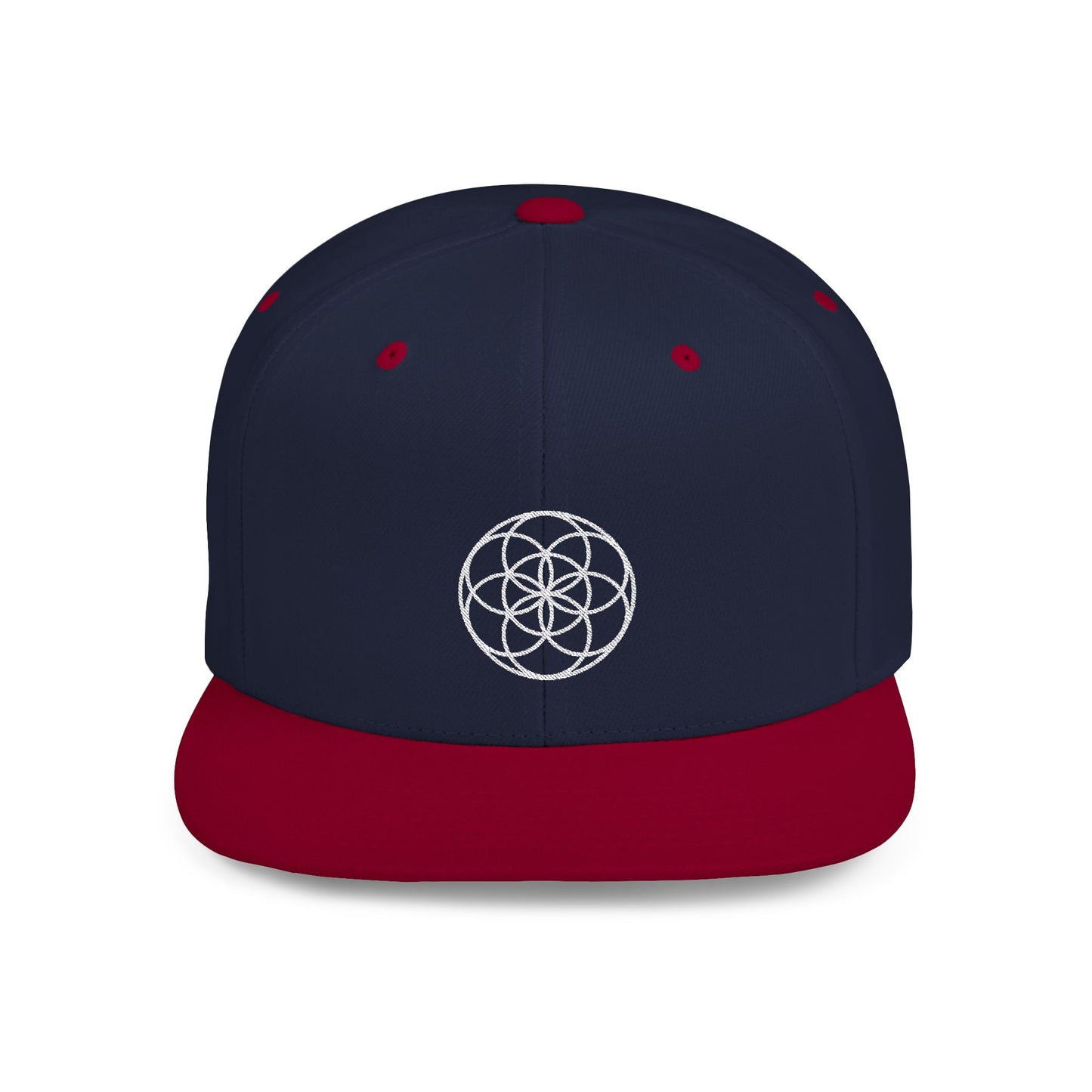 Minimalist Flower Pattern Snapback Hat Seed Of Life Embroidered White Seed