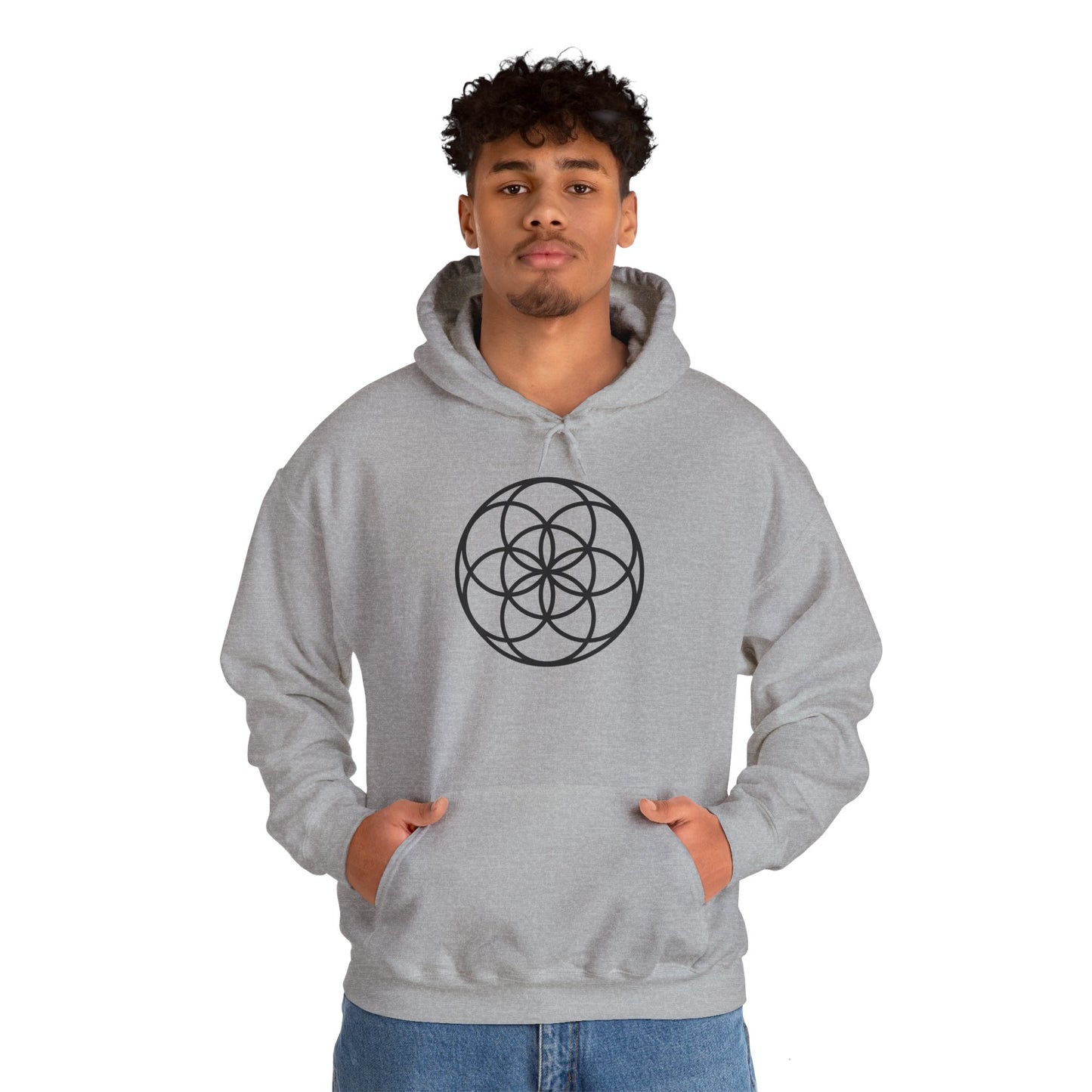 Seed Of Life Mandala Hoodie Black Ink