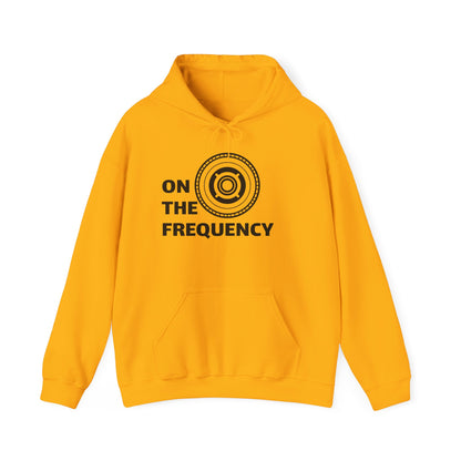 On The Frequency Unisex Heavy Blend Hoodie - Cozy Music Vibe, Ideal for Music Lovers and Gift Giving