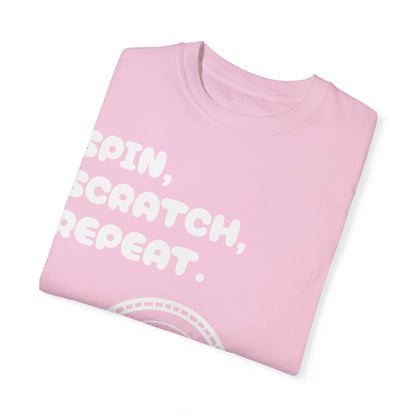 Garment-Dyed T-shirt - 'Spin, Scratch, Repeat' Fun Tee