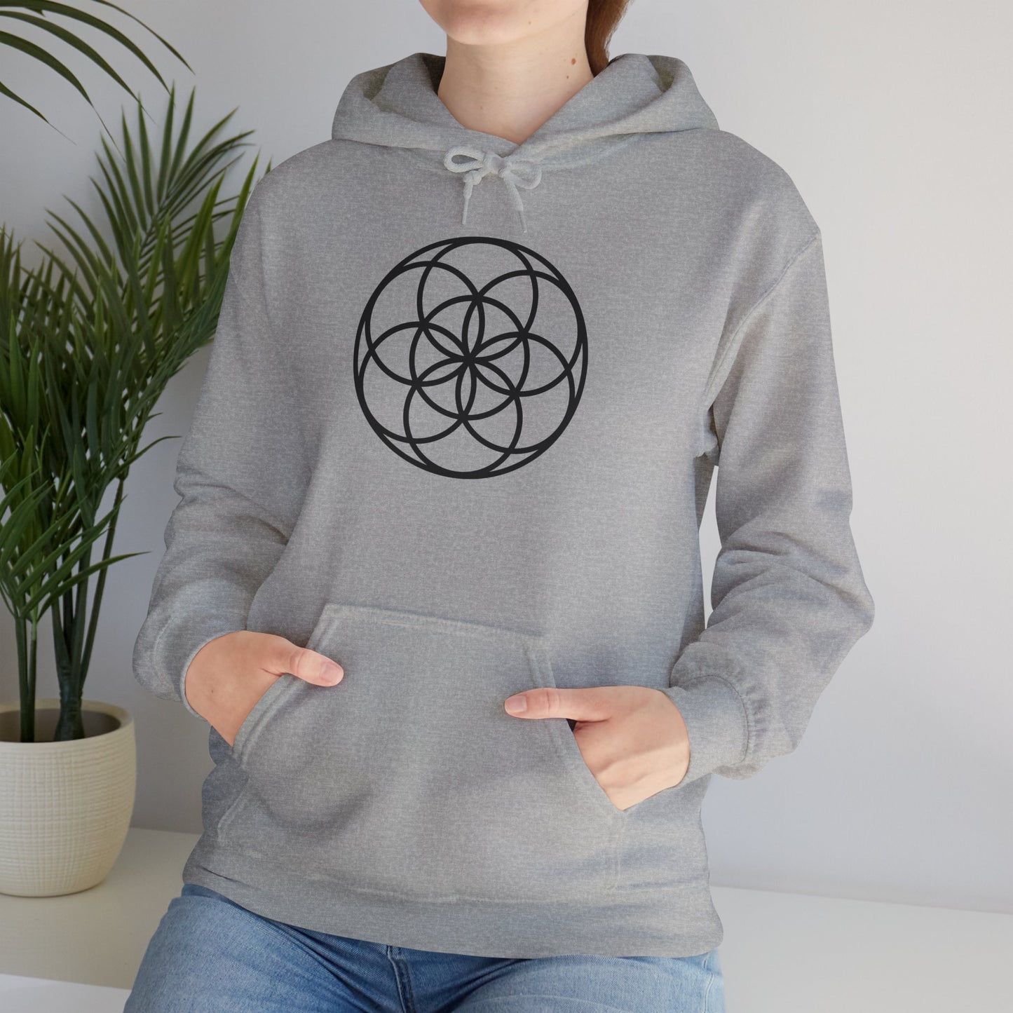 Seed Of Life Mandala Hoodie Black Ink