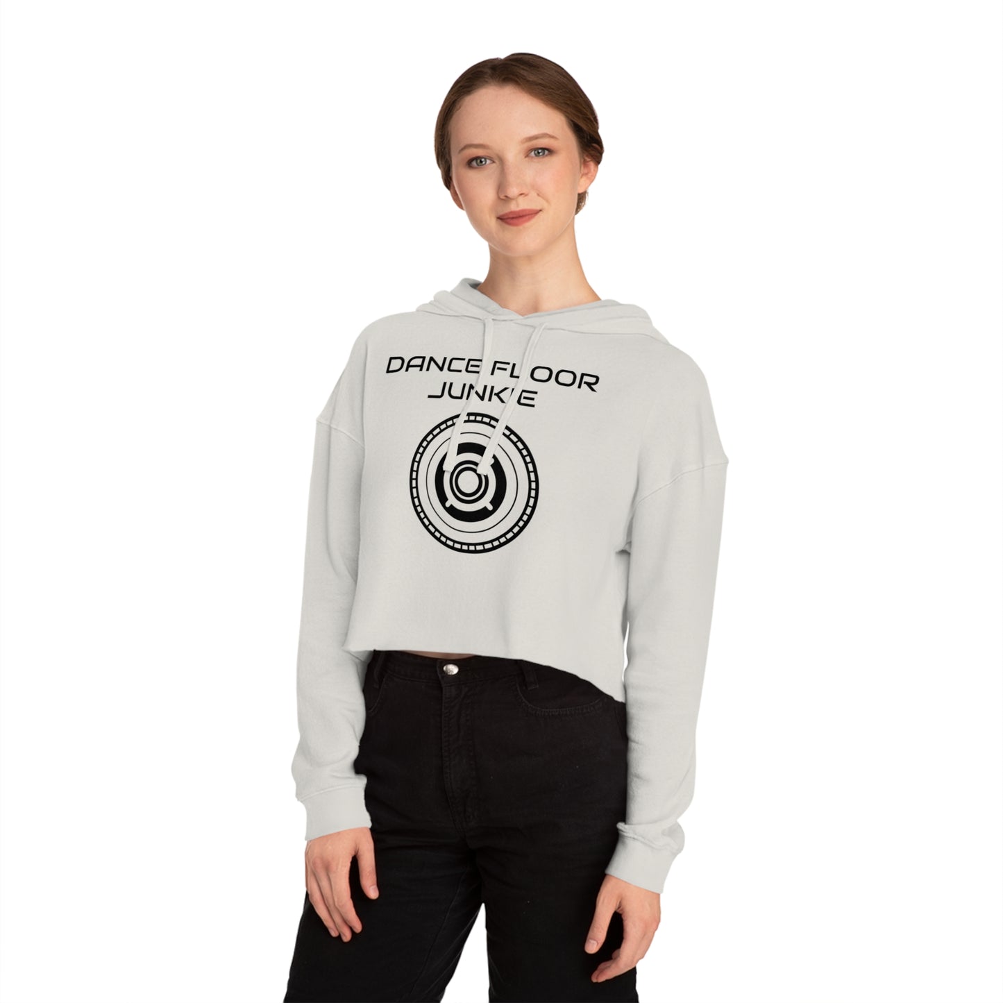 Dance Floor Junkie Cropped Hoodie for Women - Perfect for Music Lovers