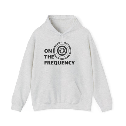 On The Frequency Unisex Heavy Blend Hoodie - Cozy Music Vibe, Ideal for Music Lovers and Gift Giving