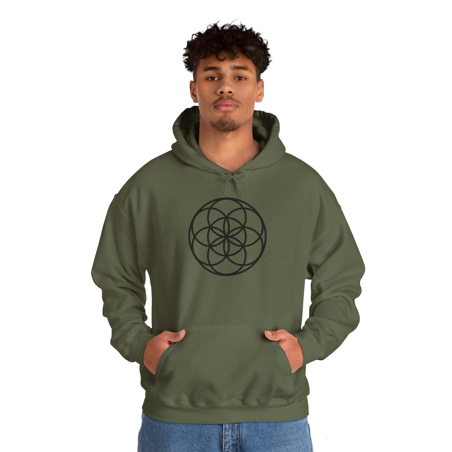 Seed Of Life Mandala Hoodie Black Ink