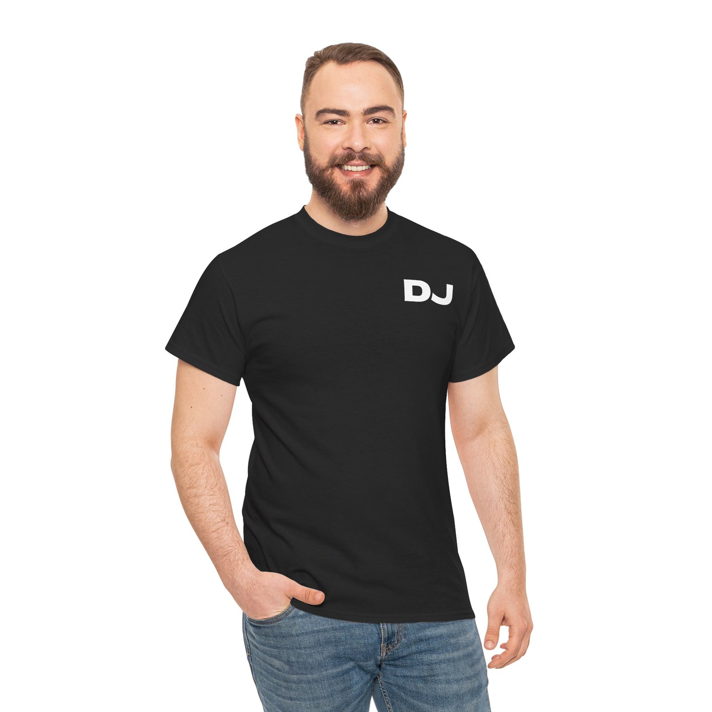 DJ On Chest Logo On Back White Lettering