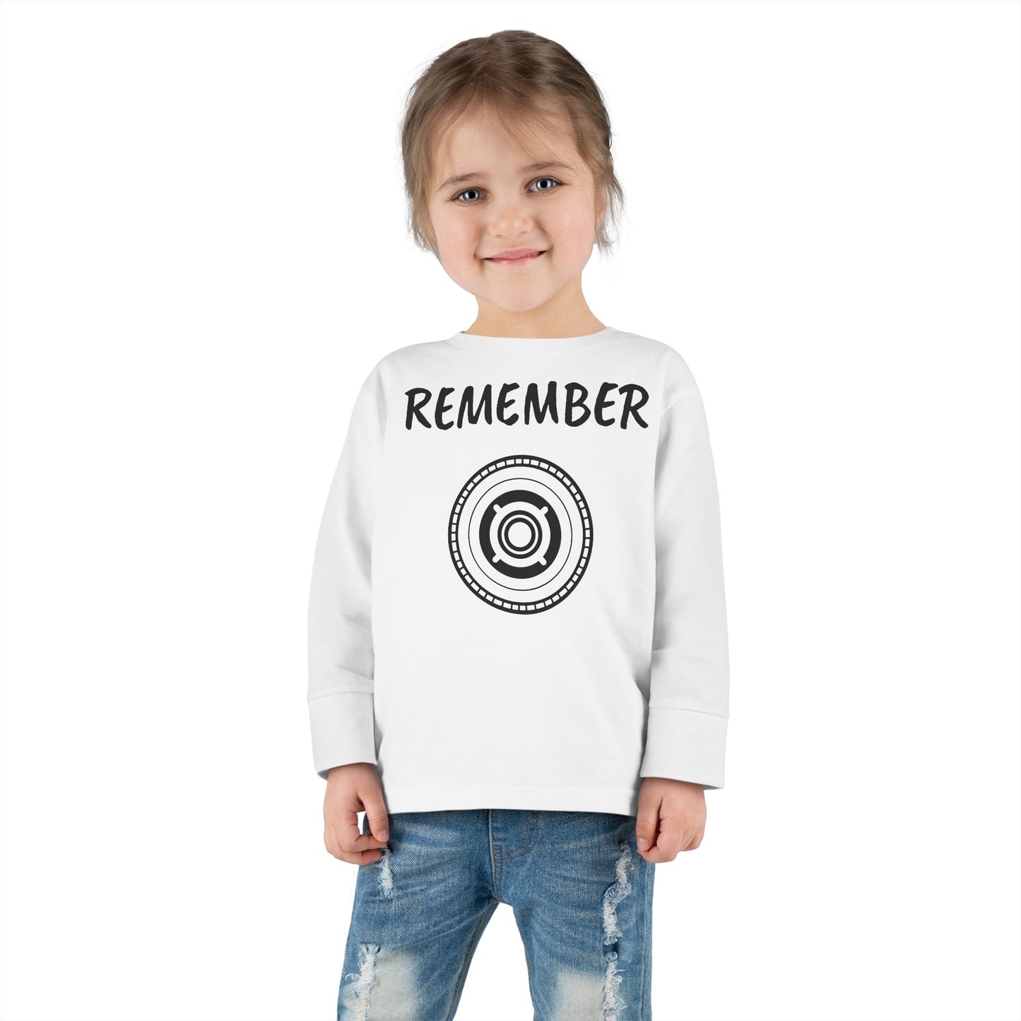 Toddler Long Sleeve Tee - "Remember" Graphic Tee for Kids - Perfect for Playtime and Special Occasions