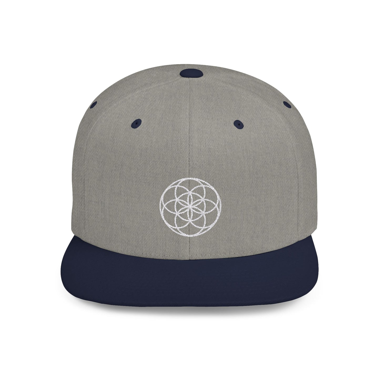 Minimalist Flower Pattern Snapback Hat Seed Of Life Embroidered White Seed