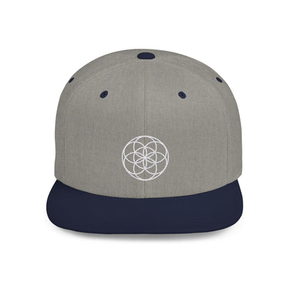 Minimalist Flower Pattern Snapback Hat Seed Of Life Embroidered White Seed