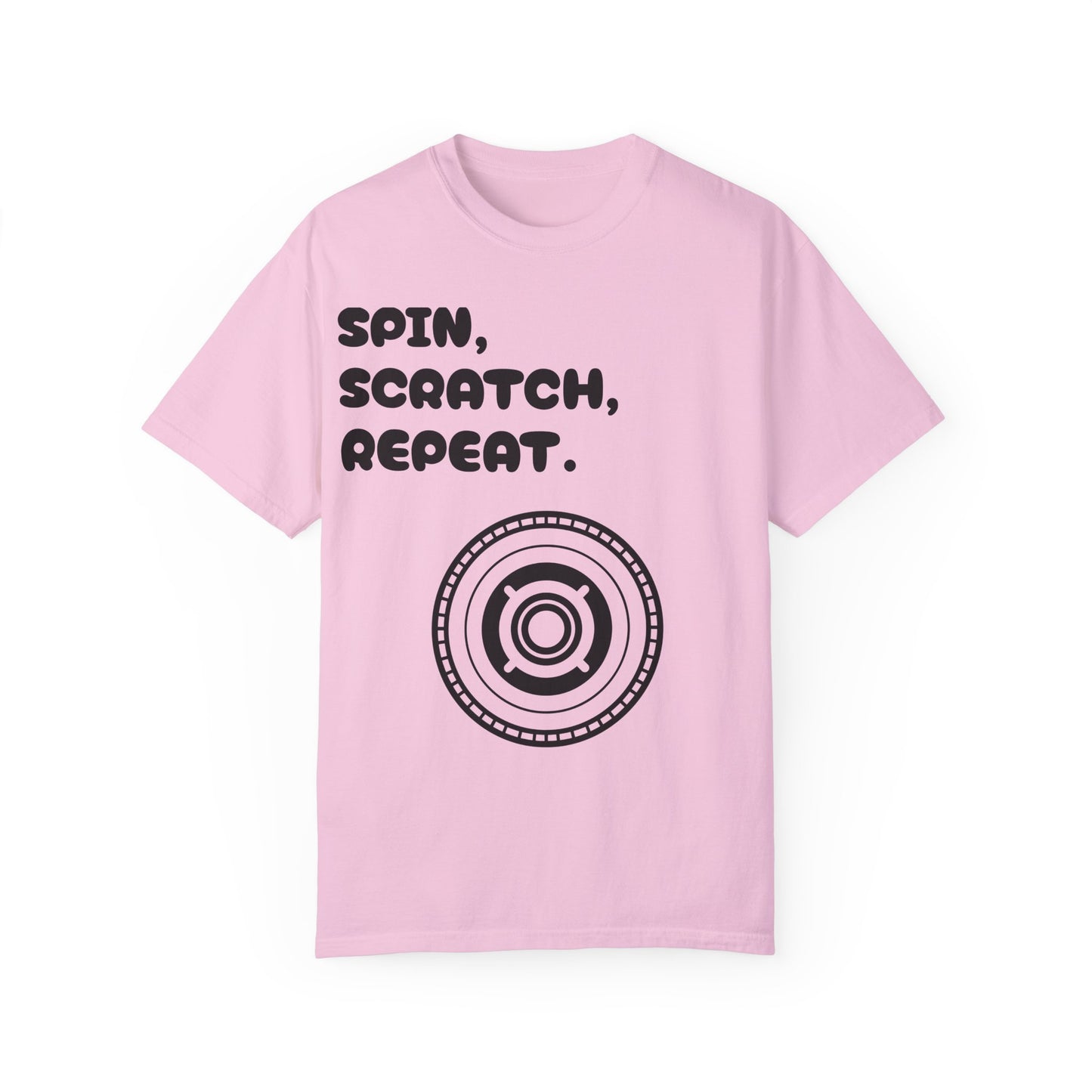 Garment-Dyed T-shirt - 'Spin, Scratch, Repeat' Fun Tee