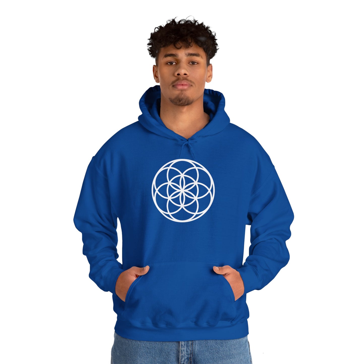 Seed Of Life Mandala Hoodie White Ink