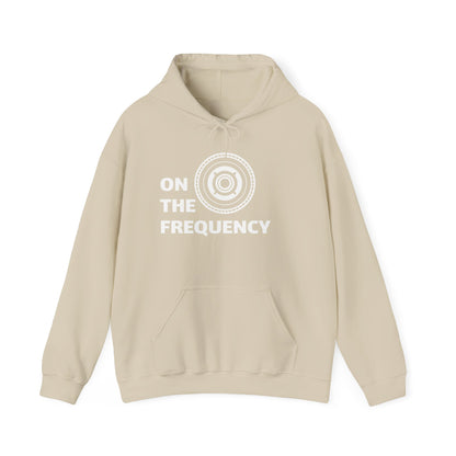 On The Frequency Unisex Heavy Blend Hoodie - Cozy Music Vibe, Ideal for Music Lovers and Gift Giving