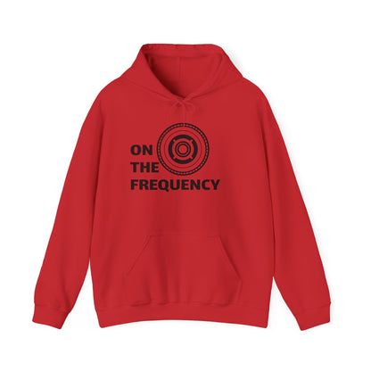 On The Frequency Unisex Heavy Blend Hoodie - Cozy Music Vibe, Ideal for Music Lovers and Gift Giving