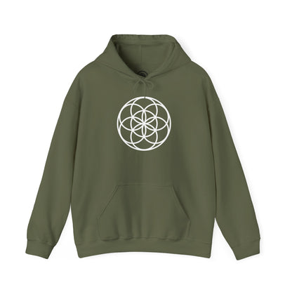 Seed Of Life Mandala Hoodie White Ink