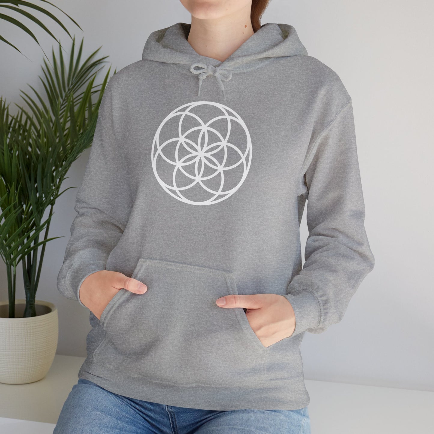 Seed Of Life Mandala Hoodie White Ink