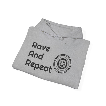 Rave And Repeat Unisex Heavy Blend Hoodie | Perfect for Music Festivals & Casual Wear