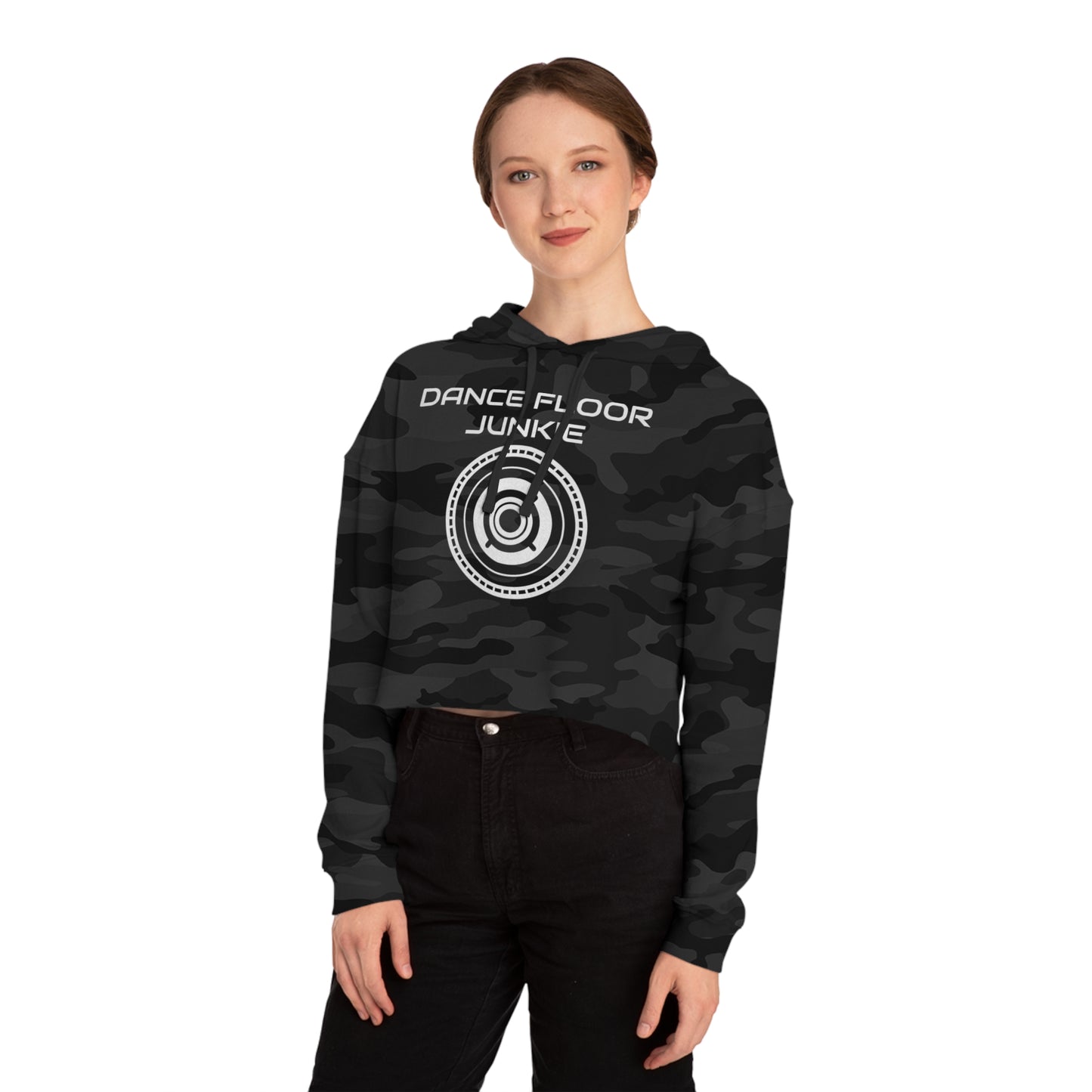 Dance Floor Junkie Cropped Hoodie for Women - Perfect for Music Lovers