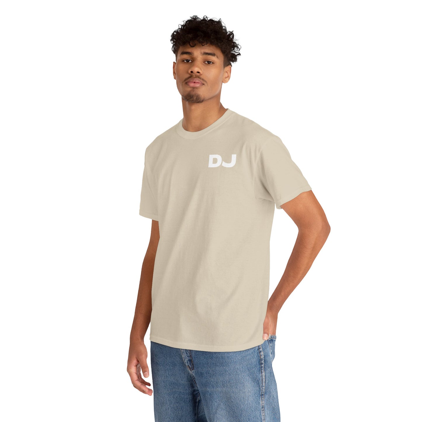 DJ On Chest Logo On Back White Lettering