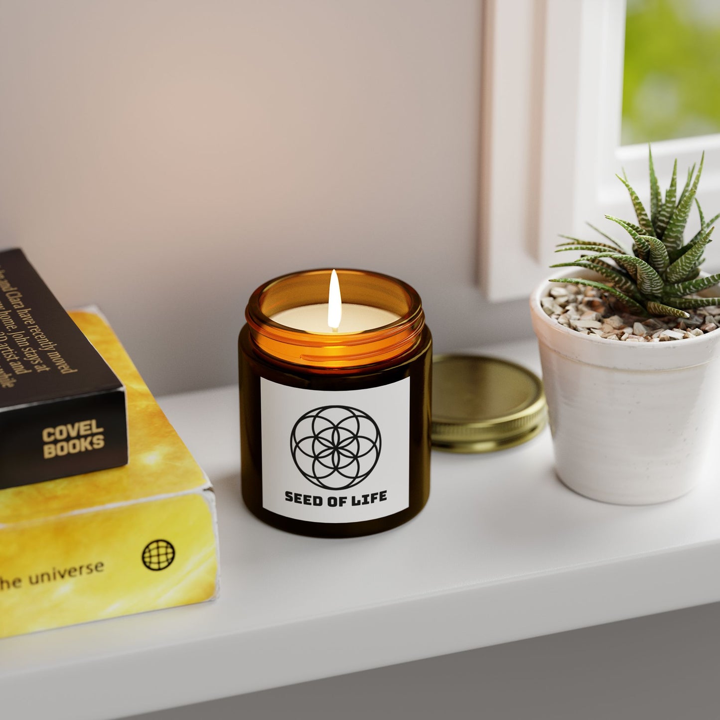 Vanilla Bean Seed Of Life Candle Geometry