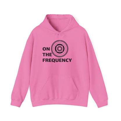 On The Frequency Unisex Heavy Blend Hoodie - Cozy Music Vibe, Ideal for Music Lovers and Gift Giving