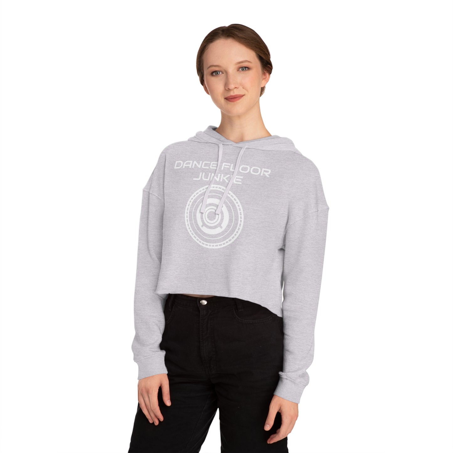 Dance Floor Junkie Cropped Hoodie for Women - Perfect for Music Lovers